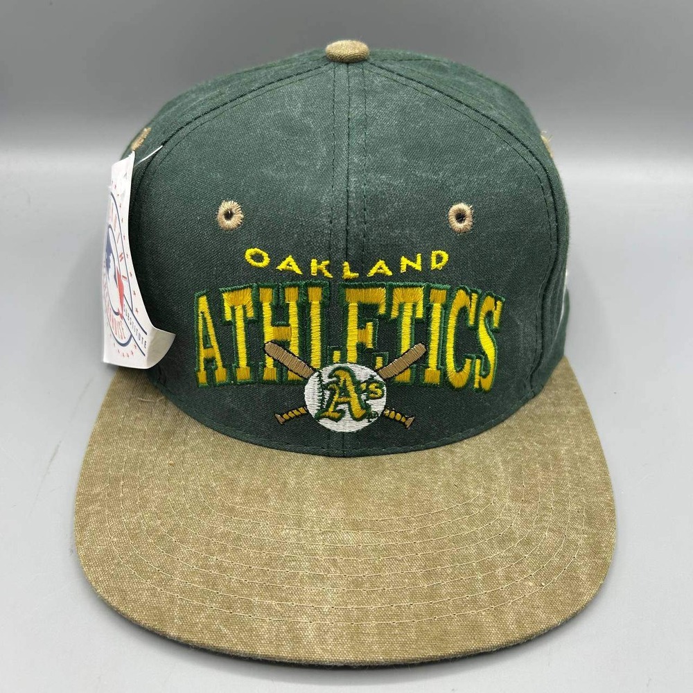 Vintage Oakland Athletics Hat Men Green Brown Signatures MLB Snap Back Cap New